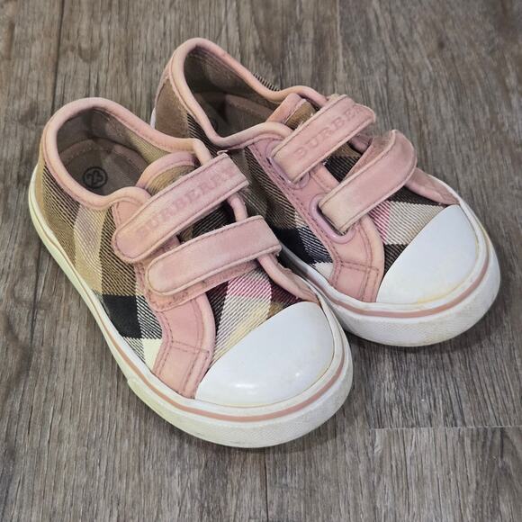 HOT Burberry Girls Nova Check Pink Sneaker Shoes 23 US